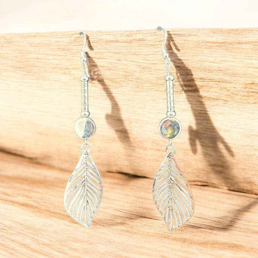 Silver Breeze Leaf Earrings