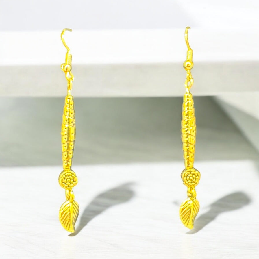Golden Maíz & Leaf Earrings