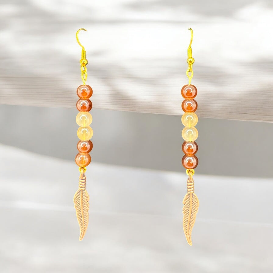 Amber Dawn Feather Earrings