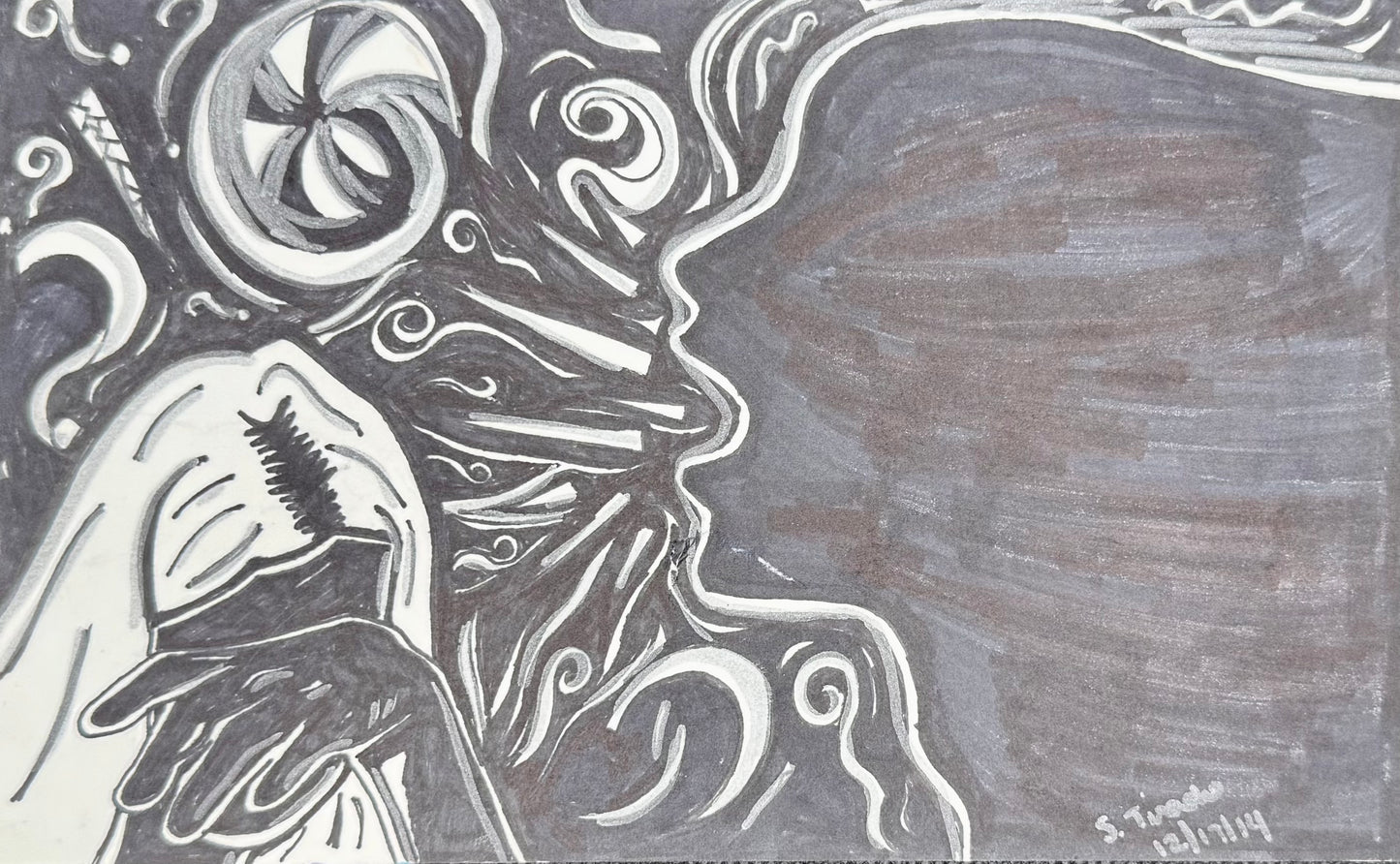 “Unspoken Wounds” – 5.5x8.5 Ink on Paper (2014)