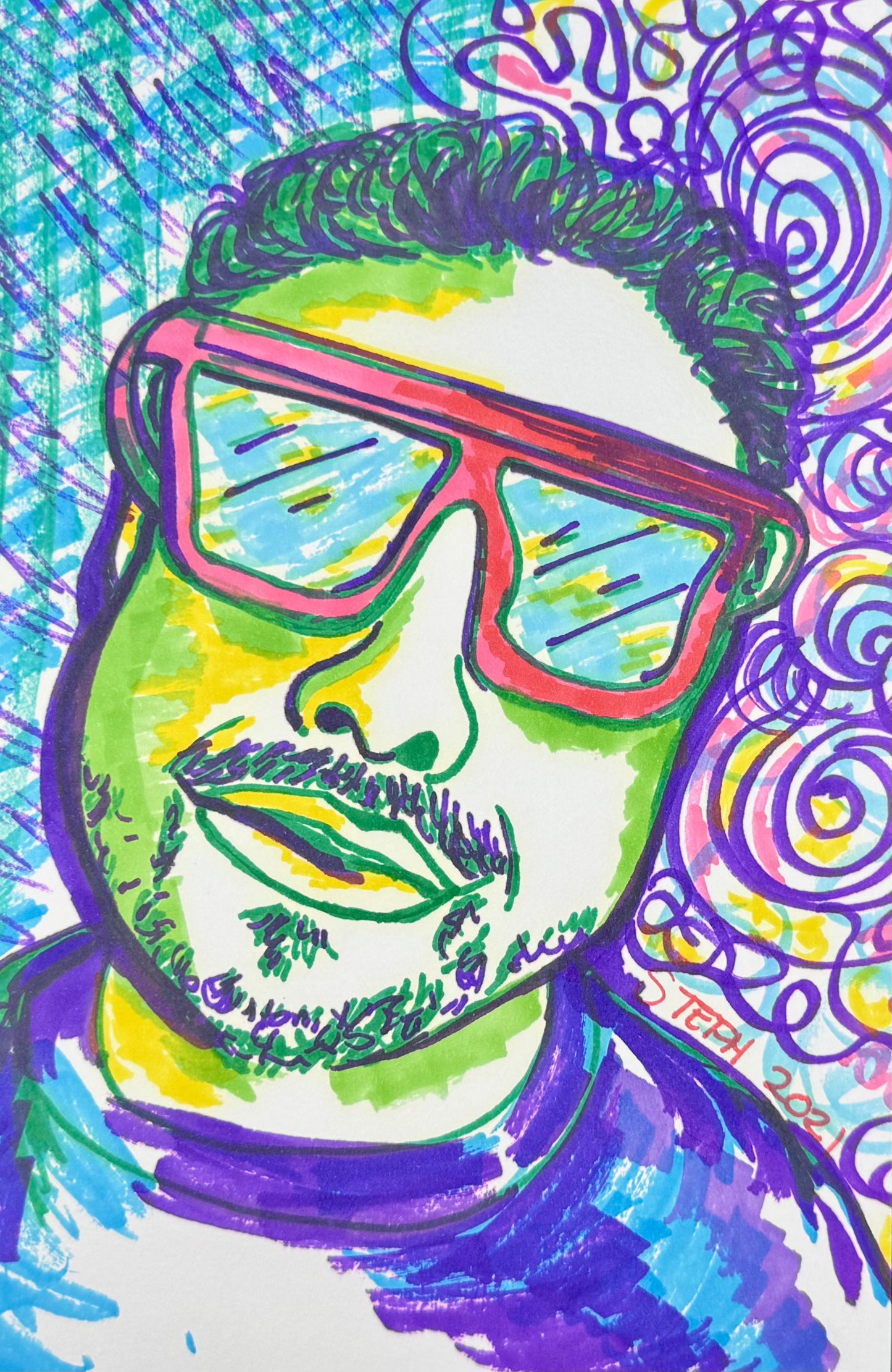 “Neon Cool” – 9x6 Ink on Paper (2021)