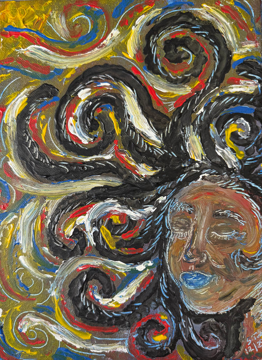 “Crowned in Chaos” – 9x12 Acrylic on Canvas (2011)