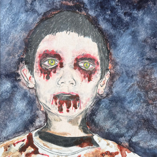 “Little Monster” – 8x8 Colored Pencil & Watercolor on Paper (2018)