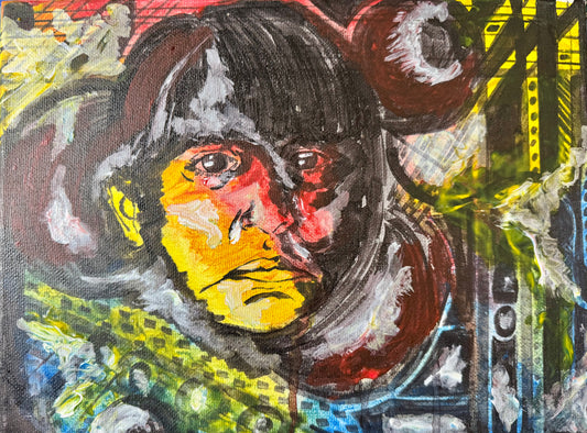 “Watcher Between Worlds” – 9x12 Mixed Media on Canvas (2016)