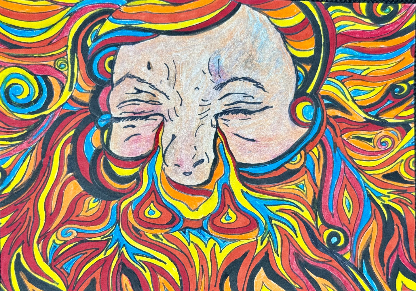 “Teardrops of Fire” – 5x7 Colored Pencil & Ink on Paper (2014)