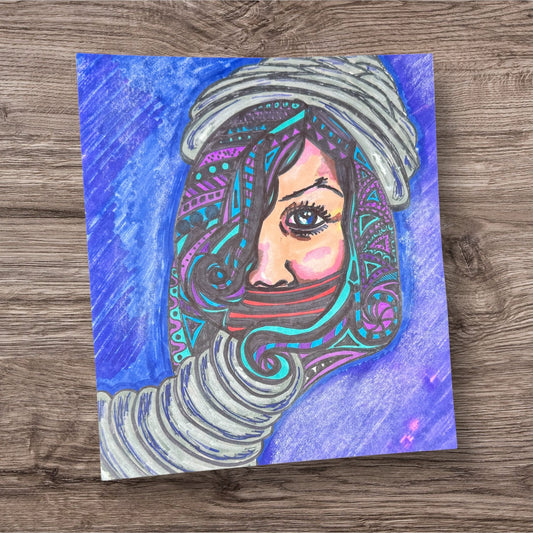 “Bound and Becoming” – 6.5 x 7.5 Ink and Colored Pencil on Paper (2019)