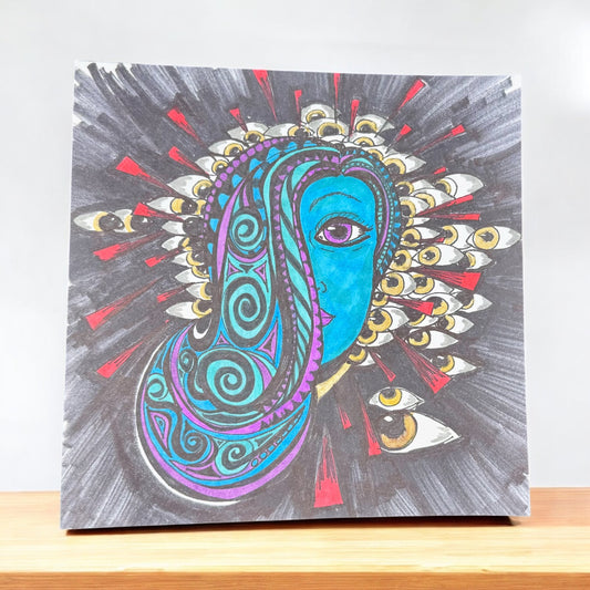 “Pierced by Eyes” 7x7 ink on paper (2014)