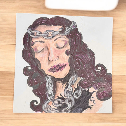 “Bound Voice” – 7x7 Colored Pencil on Paper (2020)