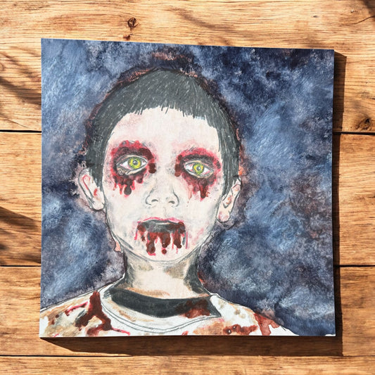 “Little Monster” – 8x8 Colored Pencil & Watercolor on Paper (2018)