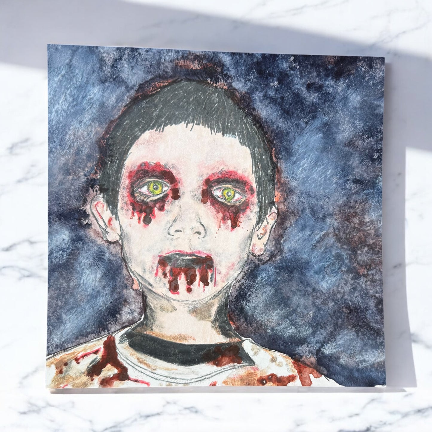 “Little Monster” – 8x8 Colored Pencil & Watercolor on Paper (2018)