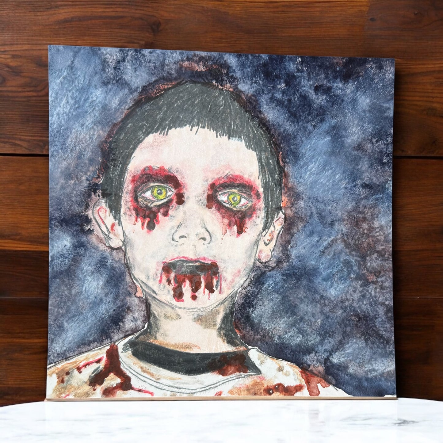 “Little Monster” – 8x8 Colored Pencil & Watercolor on Paper (2018)