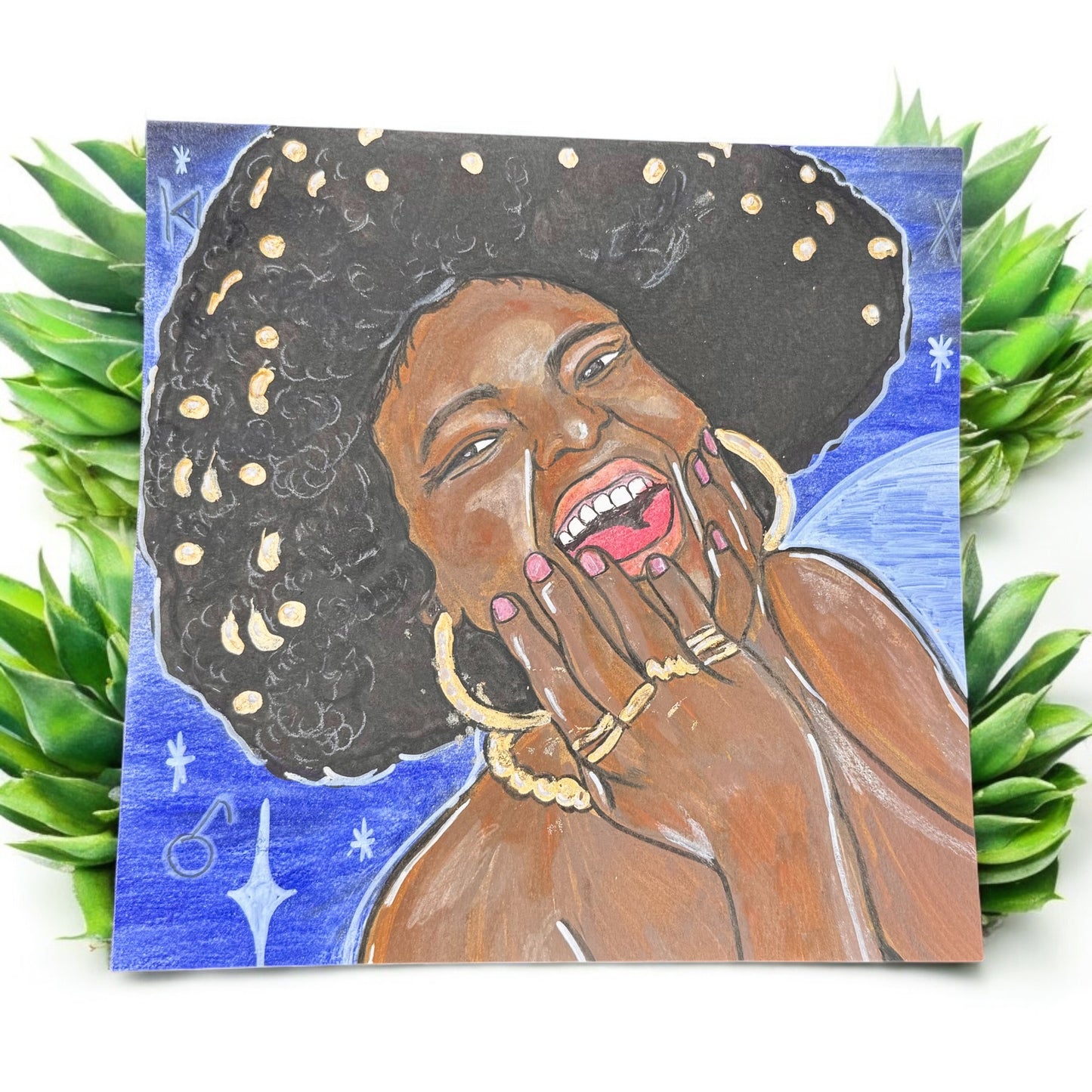 “Diosa Luna (Study)” – 8x8 Mixed Media on Paper (2024)