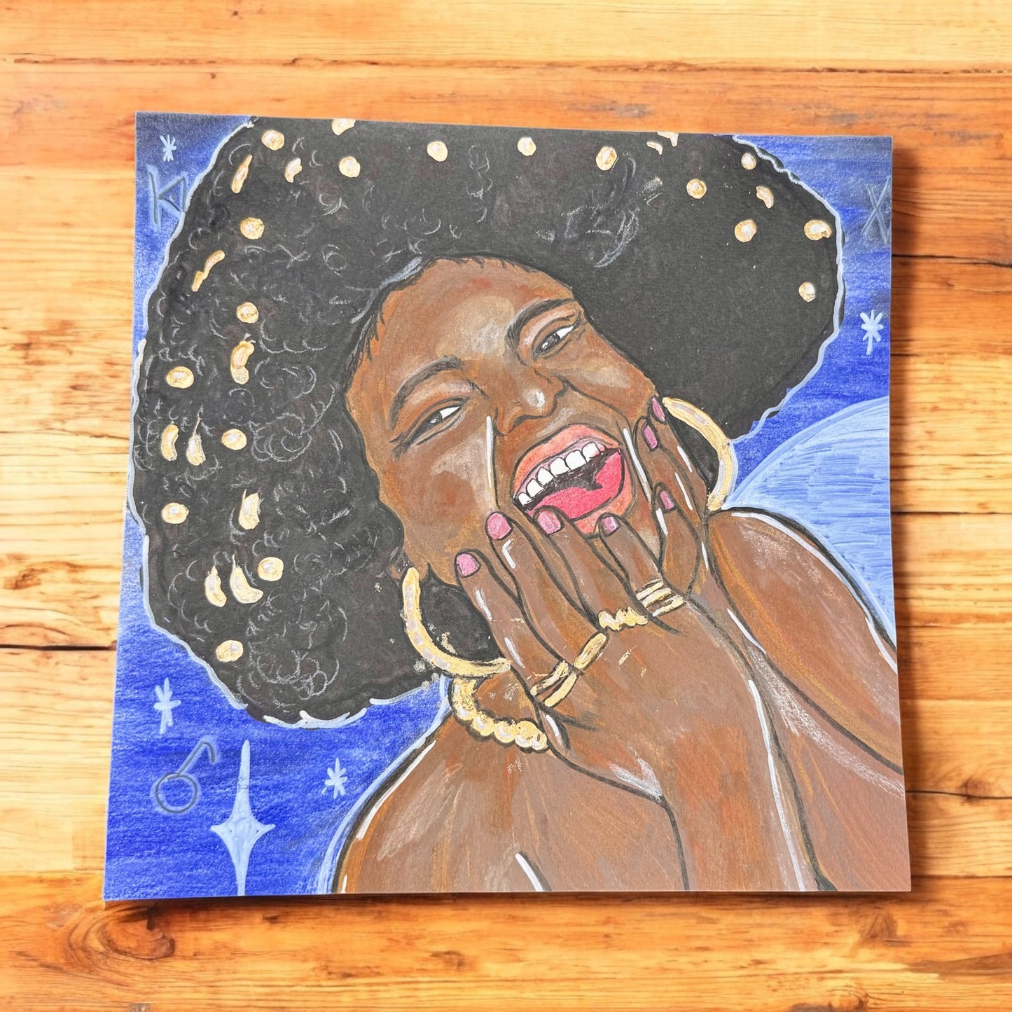 “Diosa Luna (Study)” – 8x8 Mixed Media on Paper (2024)