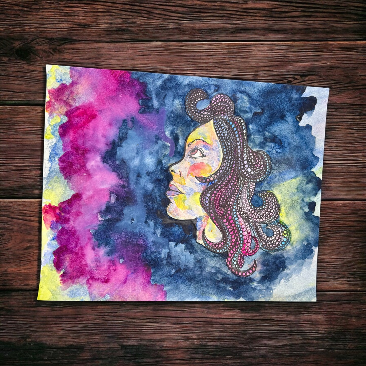 “Celestial Reverie” – 8x10 Ink and Watercolor on Paper (2015)