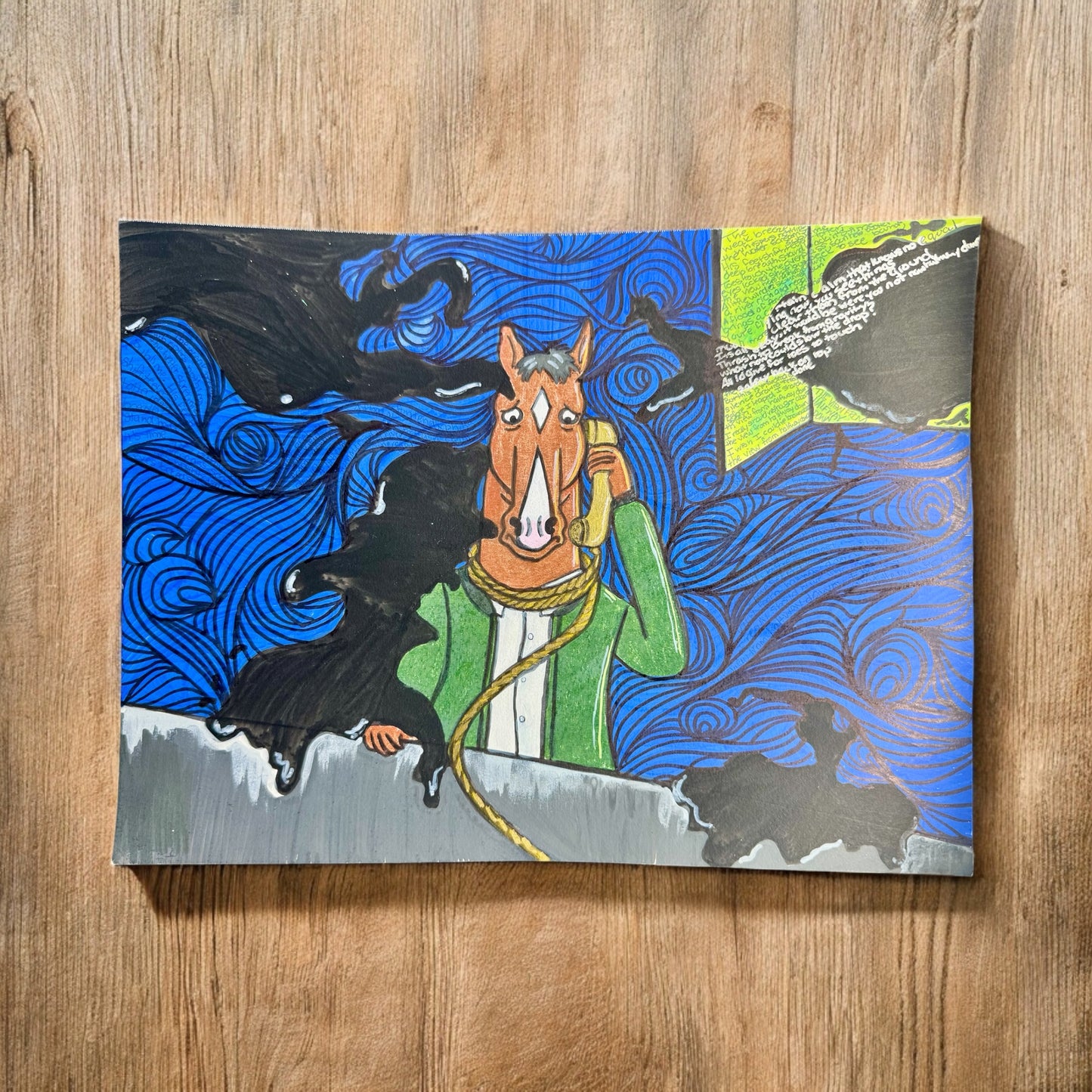 “The View from Halfway Down” – 9x12 Colored Pencil and Ink on Paper (2023)