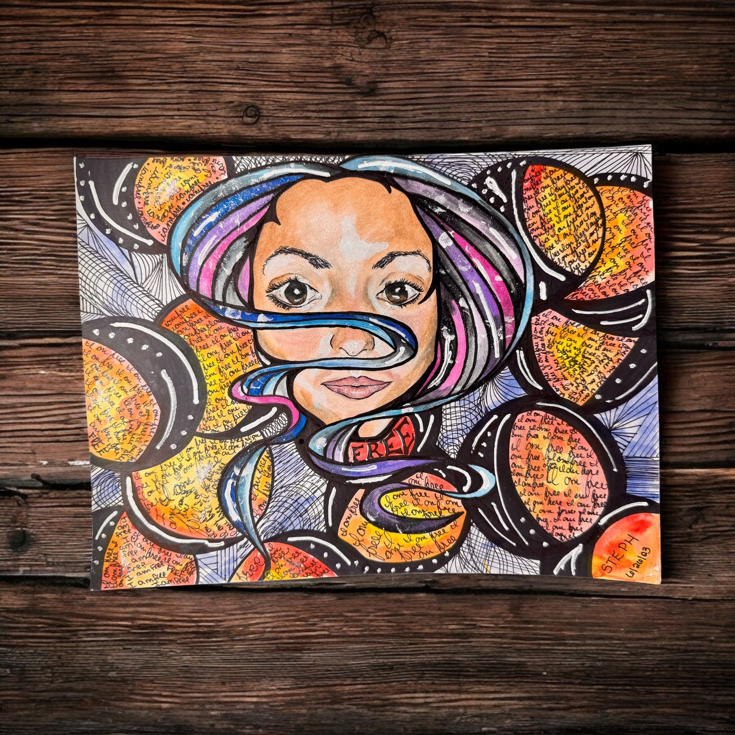 “Free” – 9x12 Colored Pencil and Ink on Paper (2023)