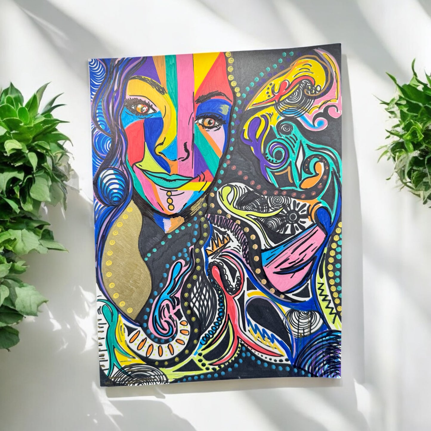 “Unmasked” – 9x12 Acrylic Marker on Paper (2023)