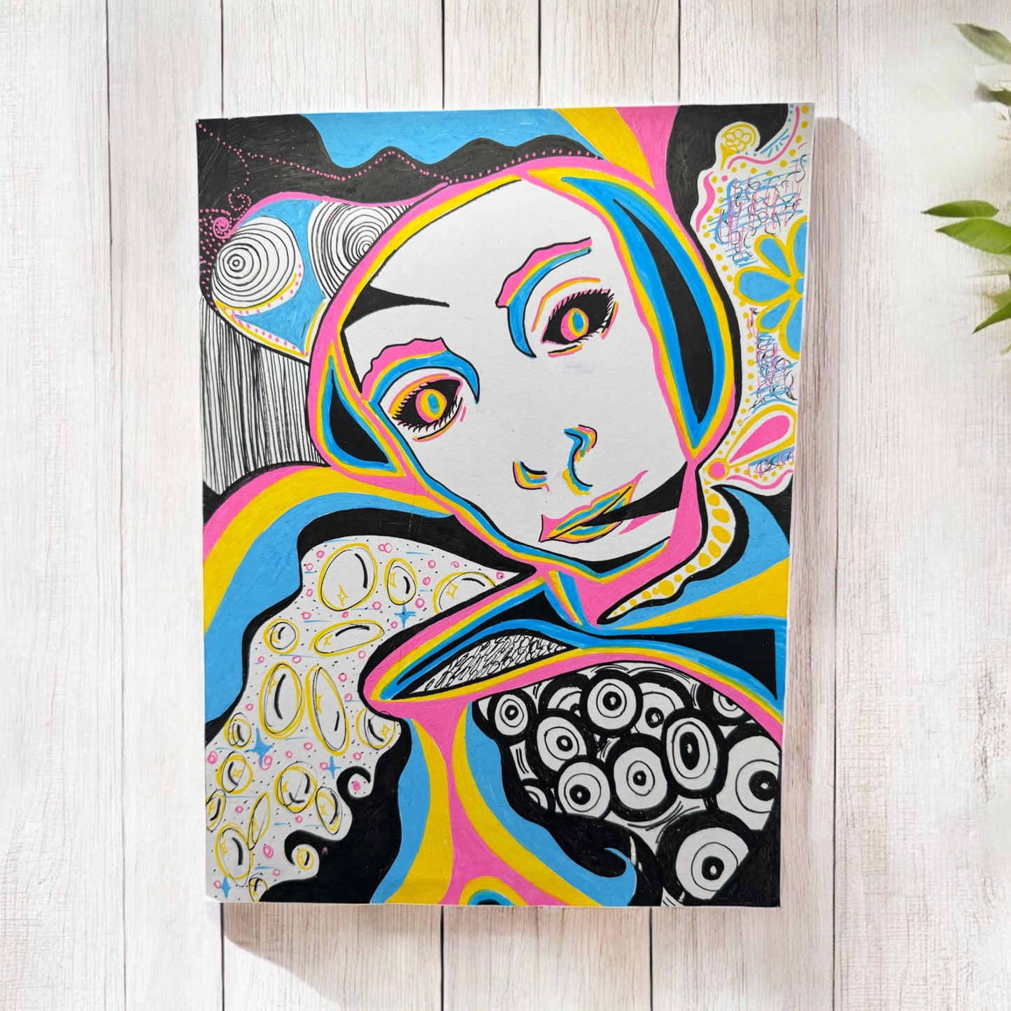 “Electric Gaze” – 9x12 Acrylic Marker on Paper (2024)