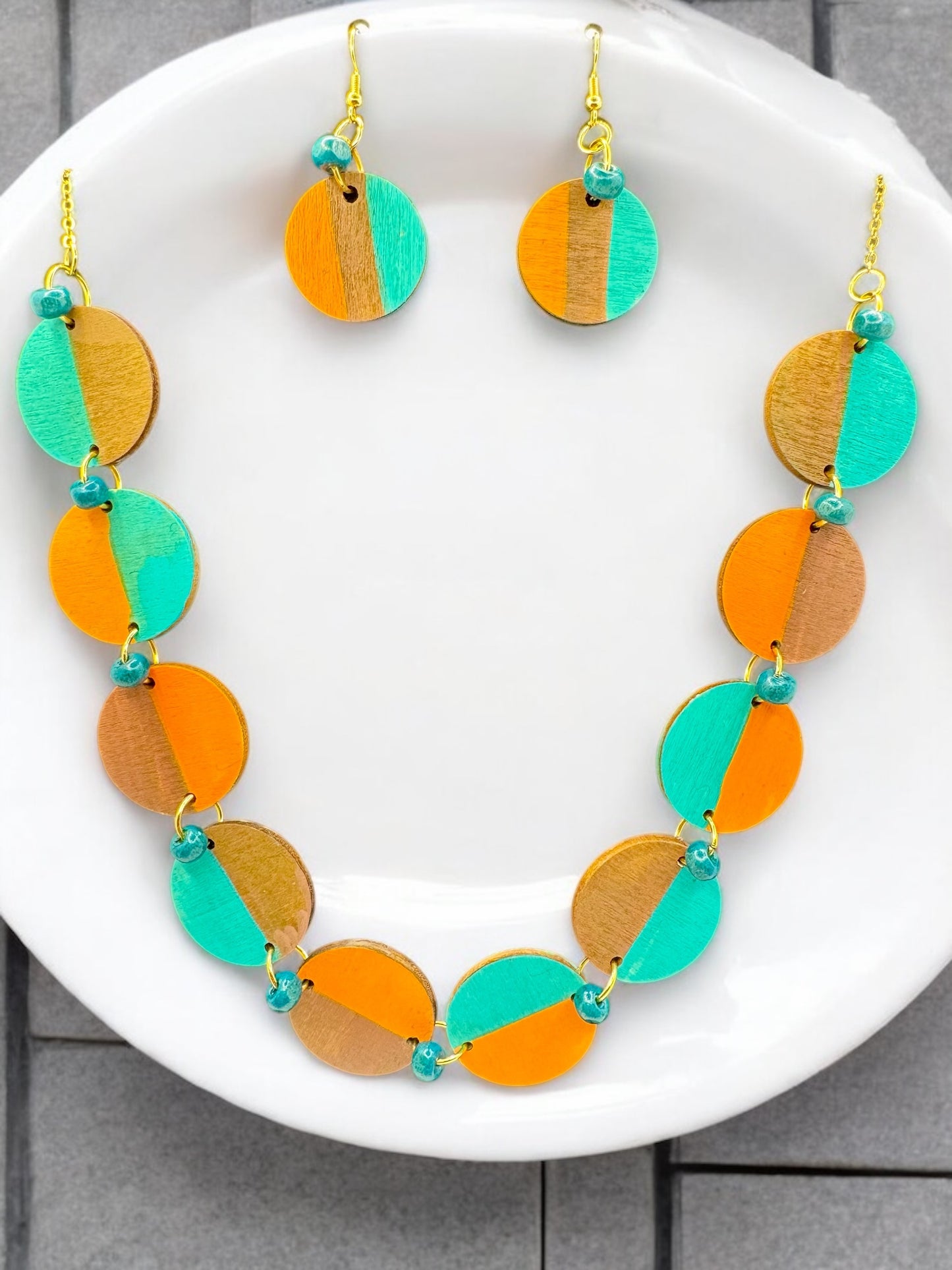 Sunset Coast Hand-Painted Wood Jewelry Set