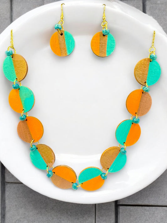 Sunset Coast Hand-Painted Wood Jewelry Set