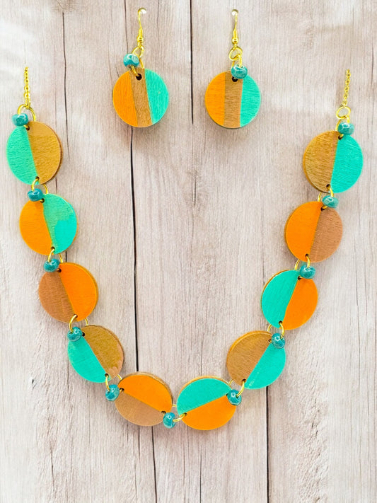 Sunset Coast Hand-Painted Wood Jewelry Set
