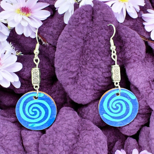 Blue Spiral Energy Earrings