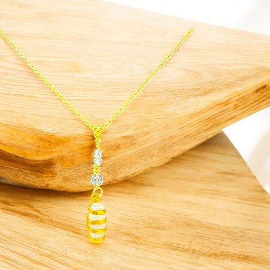 Golden Glow Spiral Pendant Necklace
