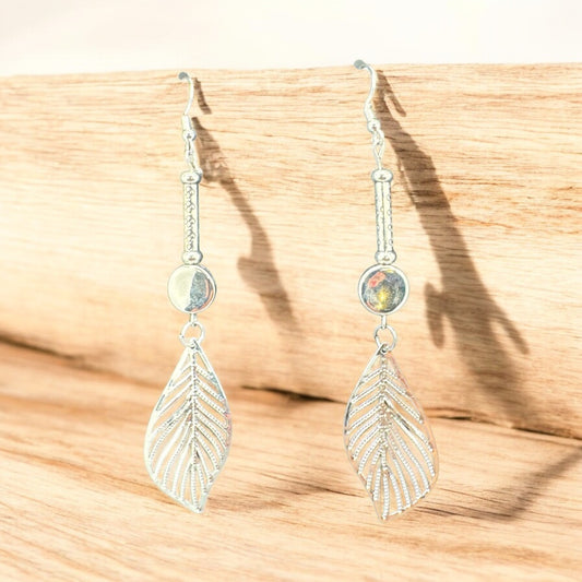 Silver Breeze Leaf Earrings