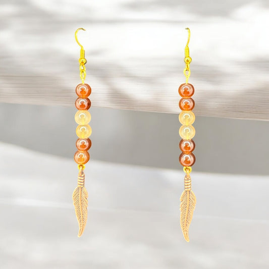 Amber Dawn Feather Earrings
