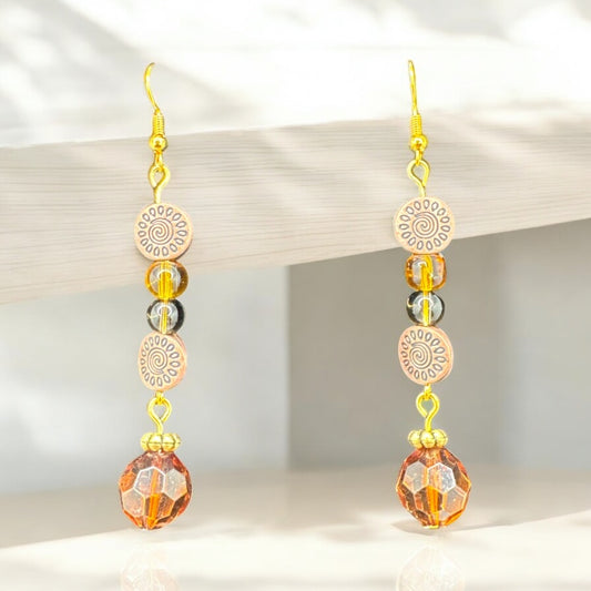 Amber Spiral Drop Earrings