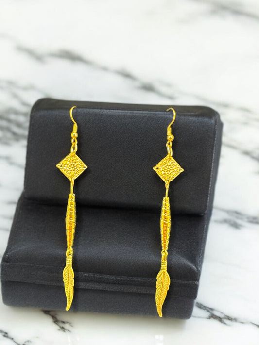 Golden Feather Path Earrings