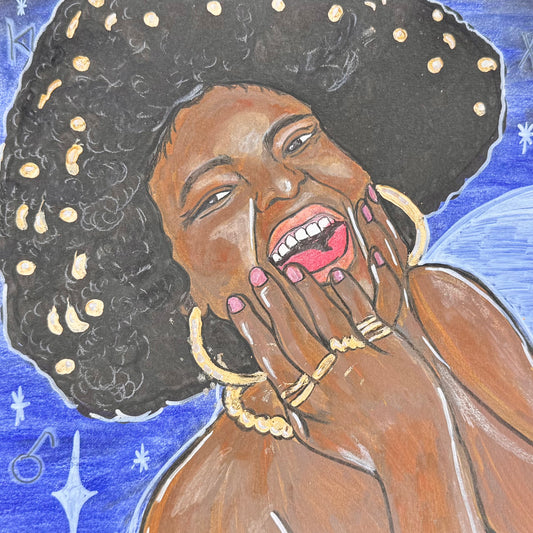 “Diosa Luna (Study)” – 8x8 Mixed Media on Paper (2024)