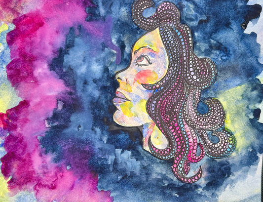“Celestial Reverie” – 8x10 Ink and Watercolor on Paper (2015)