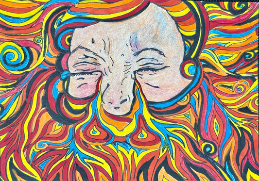 “Teardrops of Fire” – 5x7 Colored Pencil & Ink on Paper (2014)
