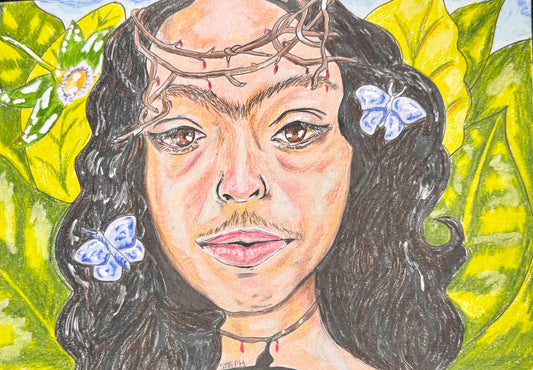 “With Thorns and Wings” – 7x10 Colored Pencil on Paper (2015)