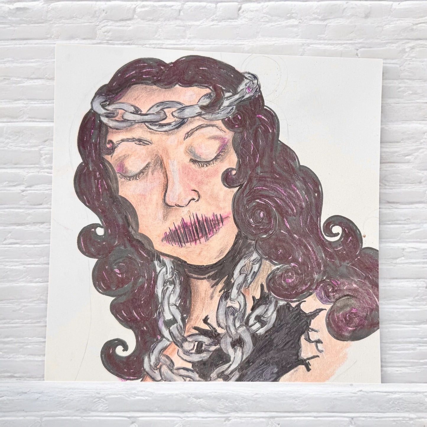 “Bound Voice” – 7x7 Colored Pencil on Paper (2020)