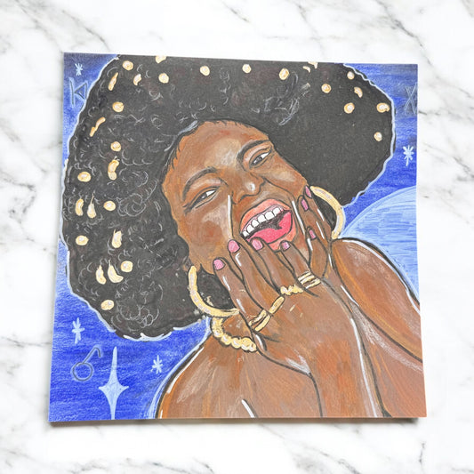 “Diosa Luna (Study)” – 8x8 Mixed Media on Paper (2024)