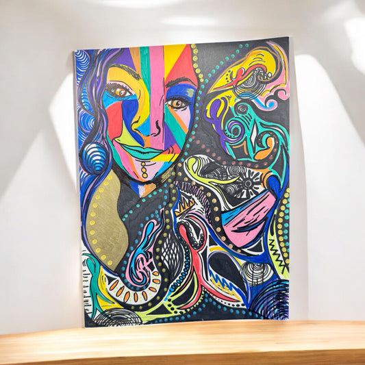 “Unmasked” – 9x12 Acrylic Marker on Paper (2023)
